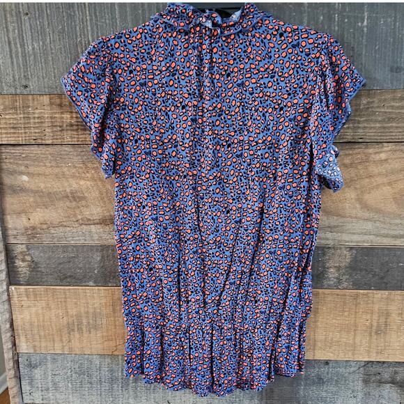 Emmer and Oat Top Womens L Wild Thing Leopard Print Ruffle Blouse Shirt EUC - Picture 3 of 9